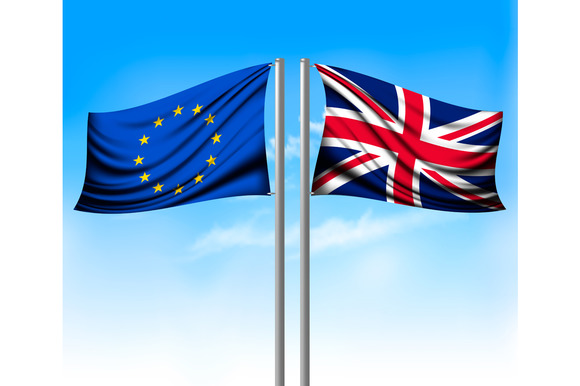 Two Separate Flags EU And UK