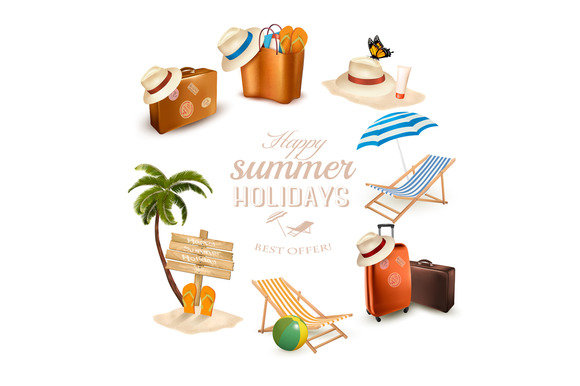 Set Of Vacation Related Icons