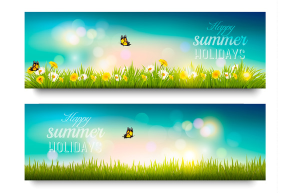Happy Summer Holidays Banners
