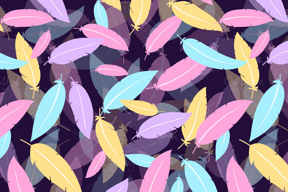 Set Of Seamless Feather Patterns