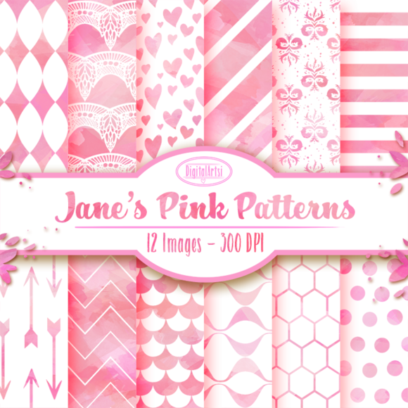 Watercolor Pink And White Patterns