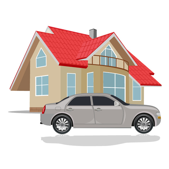 House With Car Vector Illustration