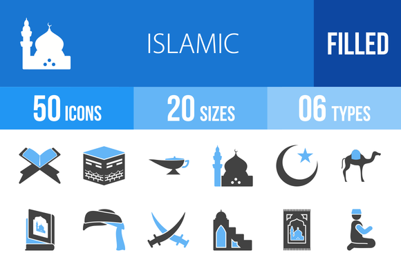 50 Islamic Blue Black Icons