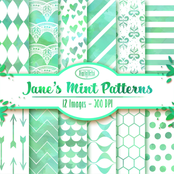 Watercolor Mint Patterns