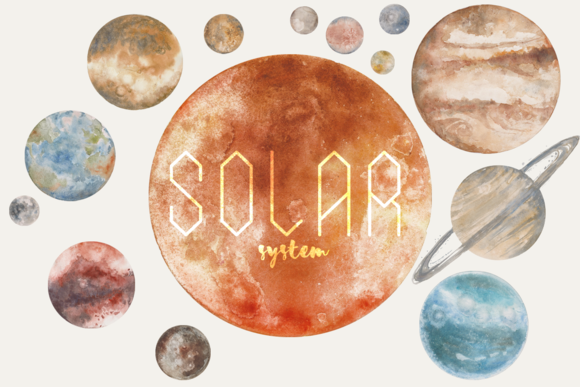 Solar System Watercolor Clipart