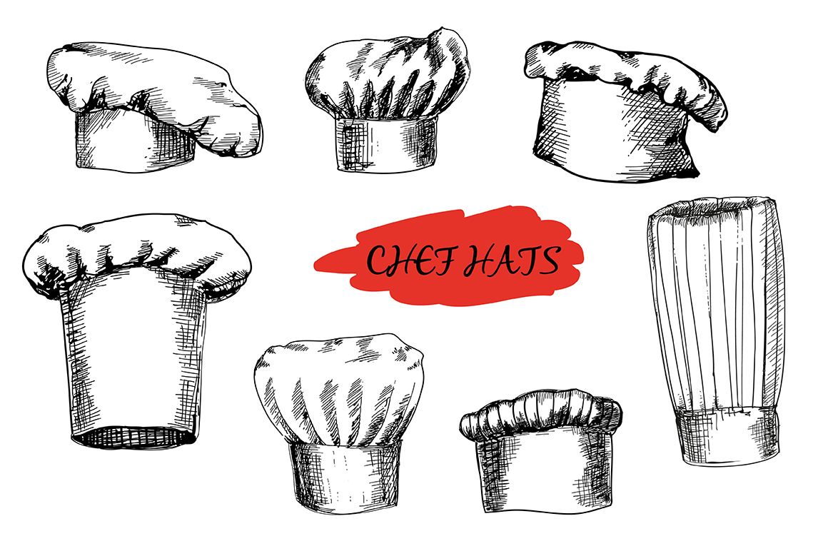 Download Set of hand drawn chefs hats ~ Graphics on Creative Market