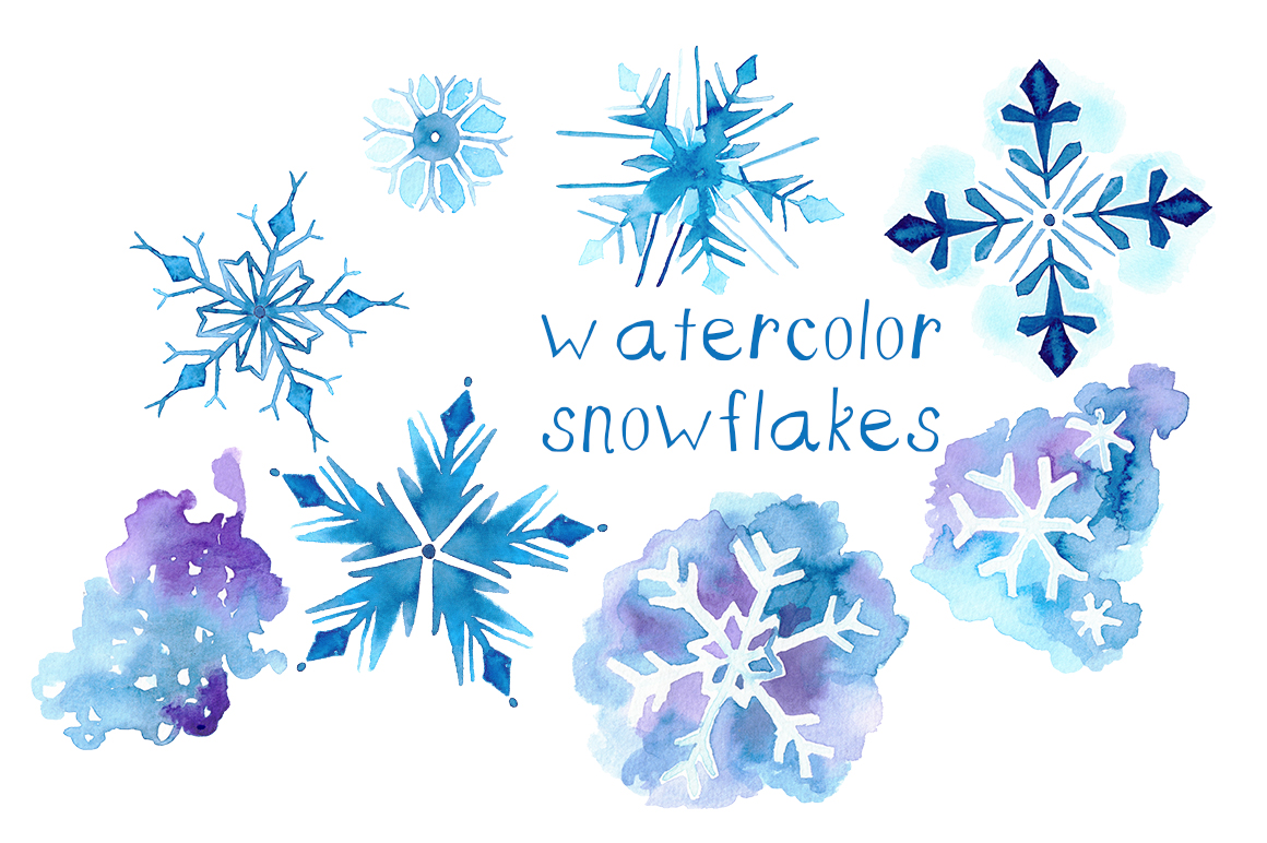 Watercolor Snowflake Illustrations ~ Illustrations on 