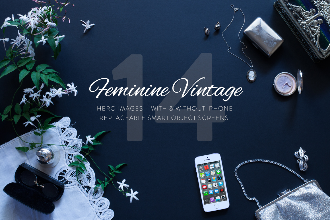 Download 14 Feminine Vintage Hero Images ~ Product Mockups on Creative Market