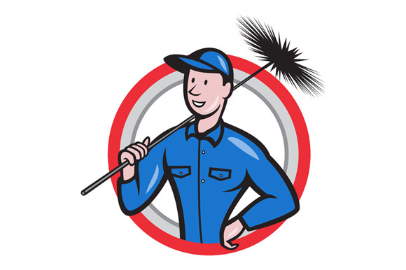 Chimney Sweeper Cleaner Circle Retro