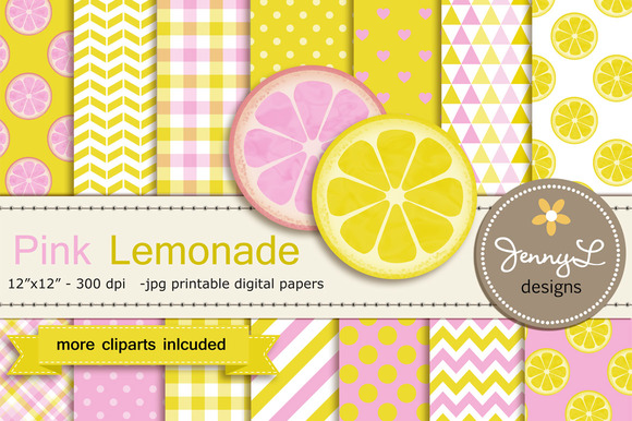 Pink Lemonade Digital Paper Clipart