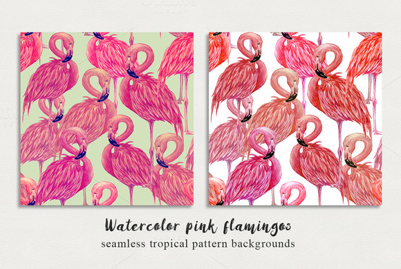 Watercolor Flamingos Patterns