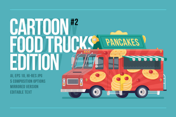 Cartoon Food Truck Pancakes Cartoon Food Truck Pancakes
