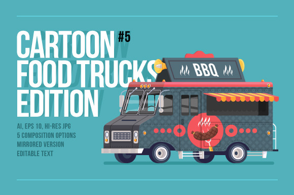 Cartoon Food Truck Barbecue