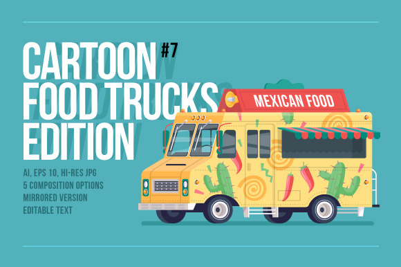Cartoon Food Truck Mexican Cuisine
