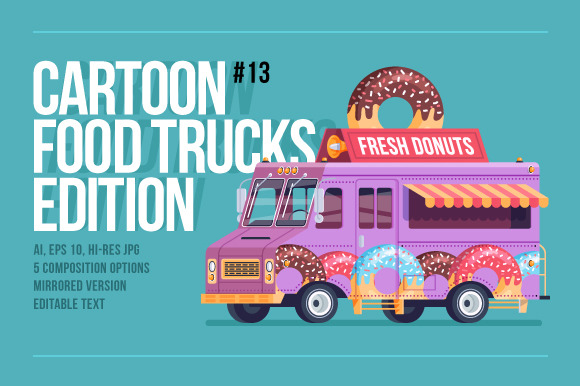 Cartoon Food Truck Donuts Cartoon Food Truck Donuts