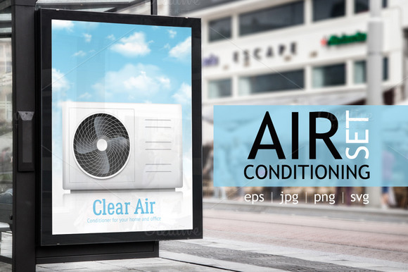 Air Conditioner Realistic Vector Set