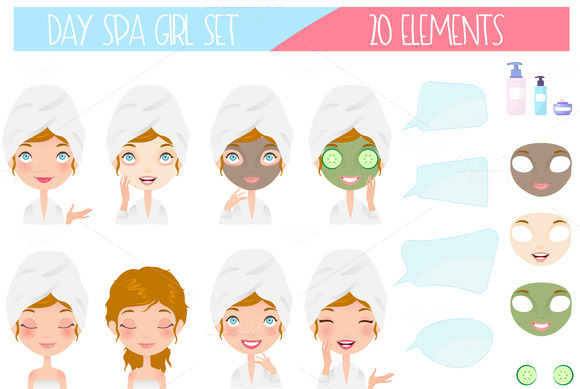 Spa Girl Set 20 Vector Elements Spa Girl Set 20 Vector Elements