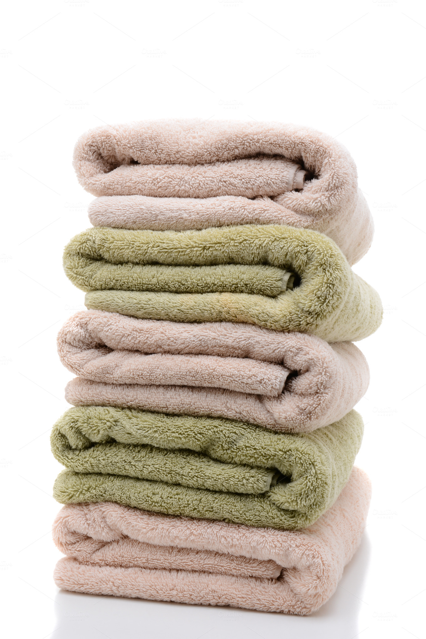 A Stack of Bath Towels Neatly Folded Beauty & Fashion