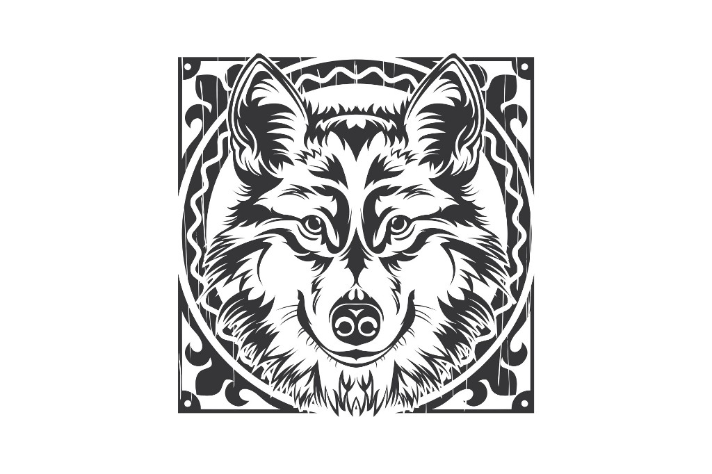 Download Wolf Vector + frame ~ Illustrations on Creative Market