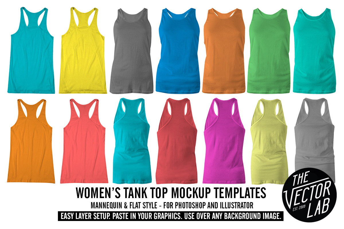 Download Women's Racerback Tank Top Templates ~ Product Mockups on Creative Market