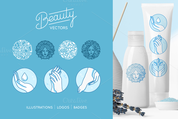 Beauty Set Vector Logos And Badges Beauty Set Vector Logos And Badges