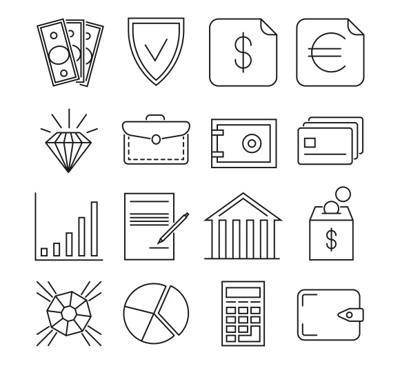 Money Finance Payments Line Icons Money Finance Payments Line Icons