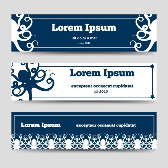 Horizontal Banners With Octopus