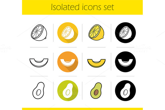Fruit 12 Icons Set Vector