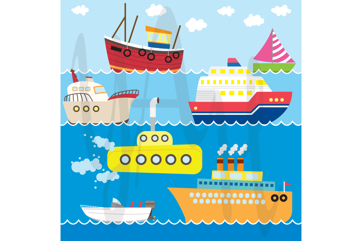Sea Vehicle Transport Set Illustrations on Creative Market