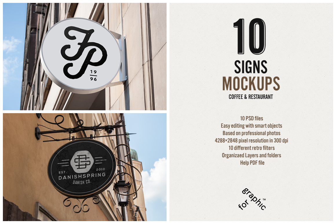Download 10 Signs Mockup Restaurant & Coffee ~ Product Mockups on ...