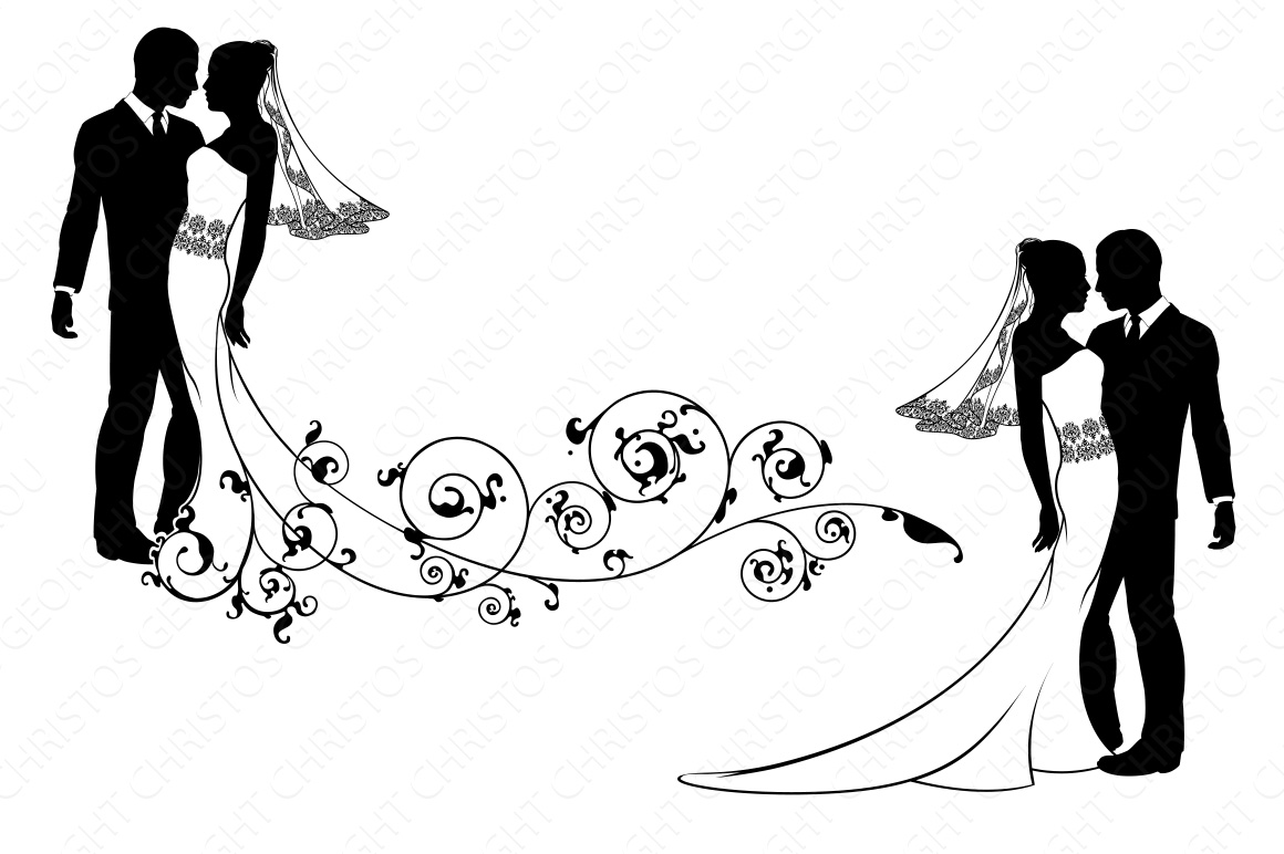 Bride and Groom Silhouette Design ~ Illustrations on Creative Market