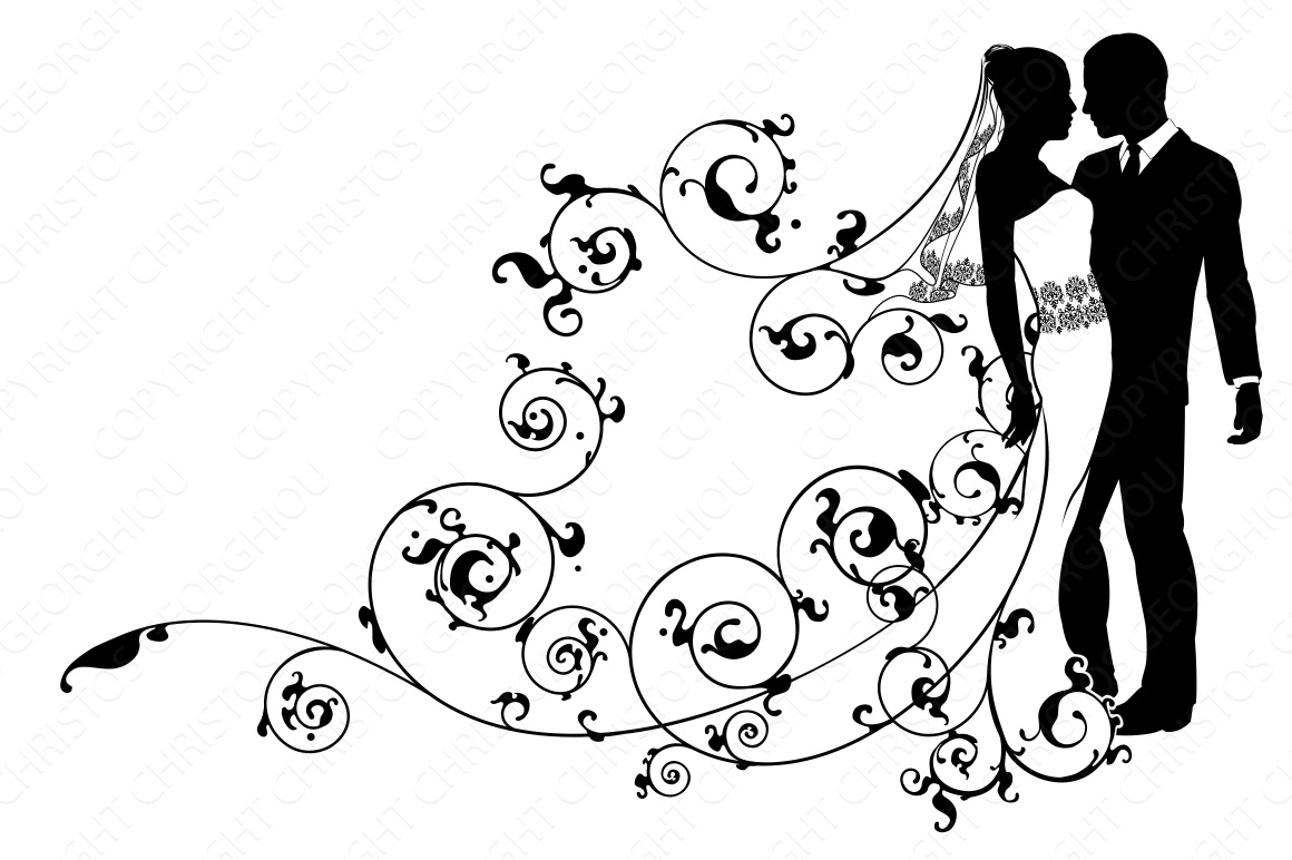 Bride and Groom Silhouette Design ~ Illustrations on Creative Market