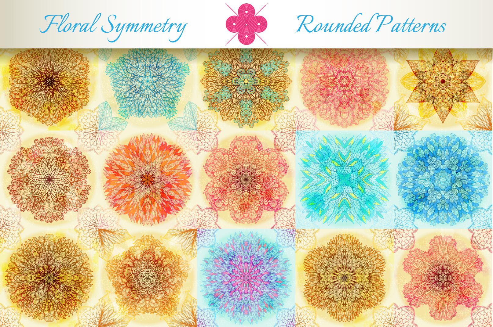15 Floral Symmetry Patterns. Set #2 ~ Patterns on Creative Market