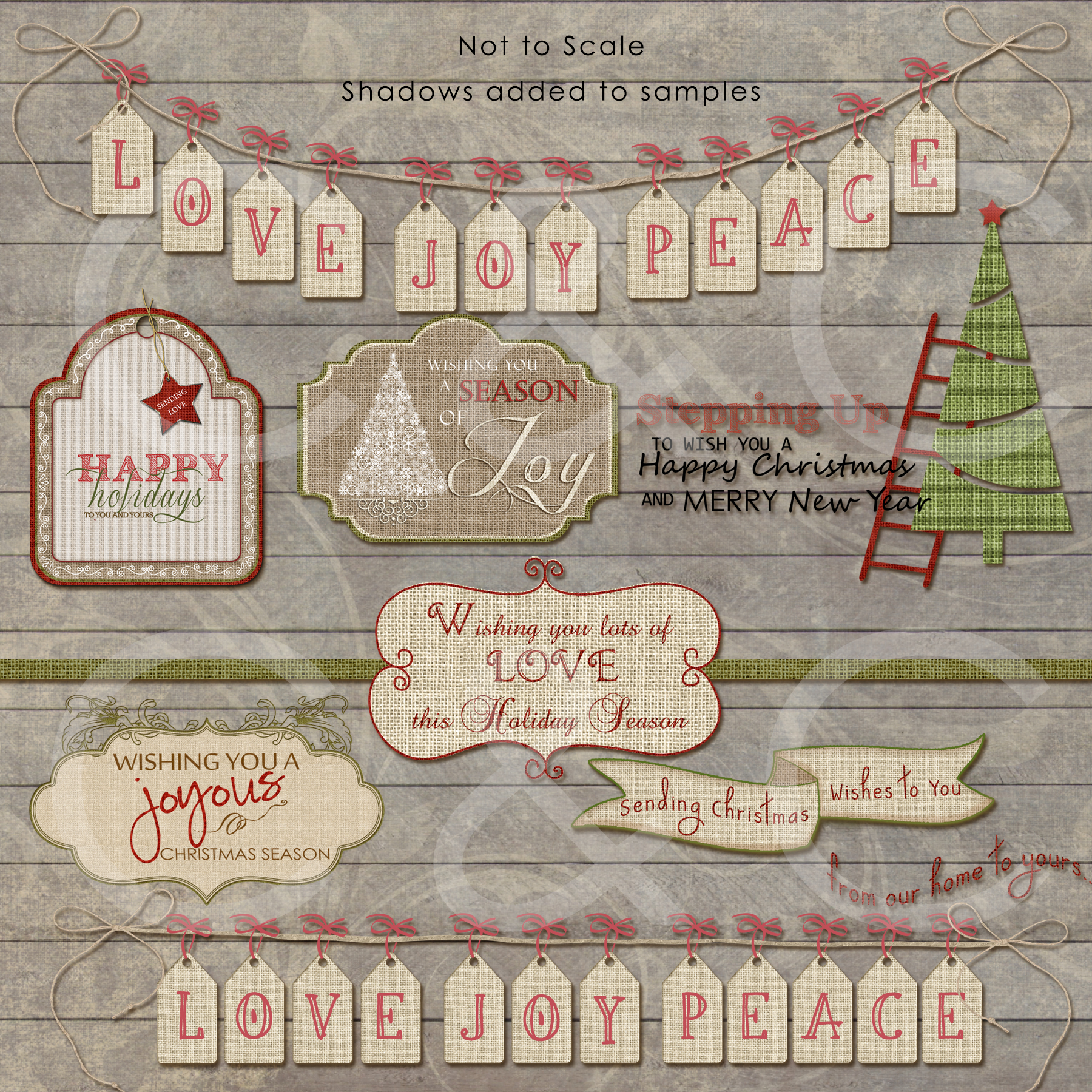 20 Burlap Holiday Tags- Word Art ~ Objects on Creative Market