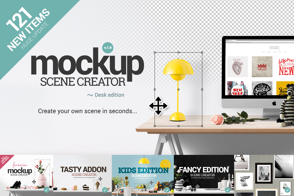 Mockup Scene Creator Desk edition Product Mockups on