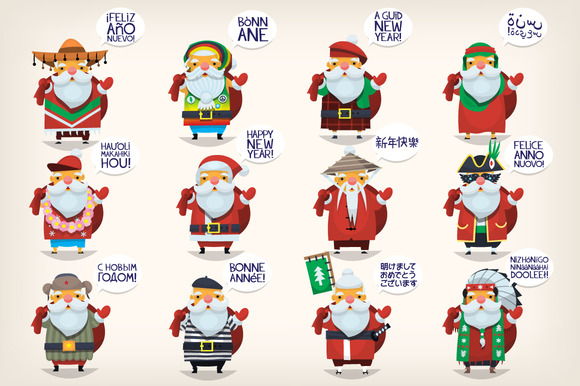 Santa Claus in different countries ~ Illustrations on 