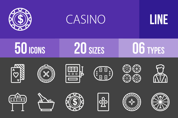 50 Casino Line Inverted Icons