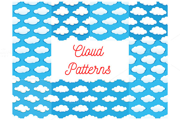 Cartoon Pattern Clouds In Blue Sky
