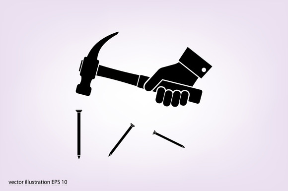 HAMMER AND NAILS ICON HAMMER AND NAILS ICON