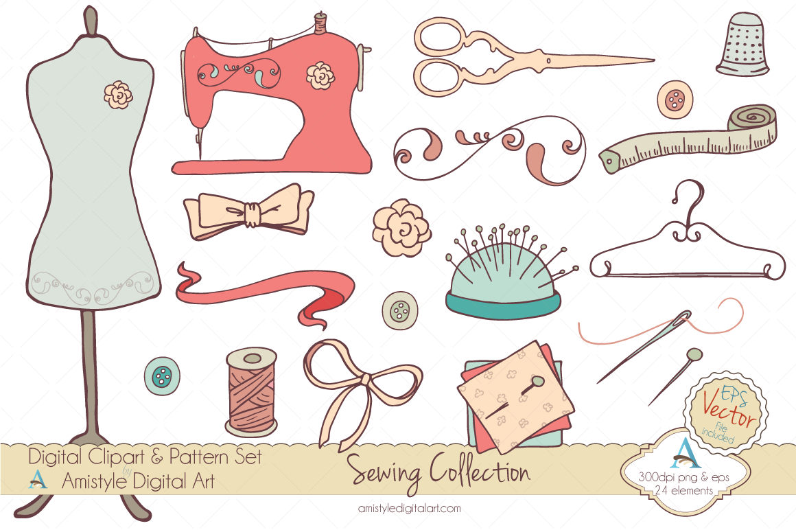 Download Sewing Collection Clipart & Vector ~ Illustrations on ...