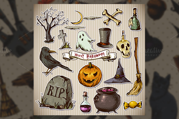 Set of Hand-drawn Halloween ~ Illustrations on Creative Market