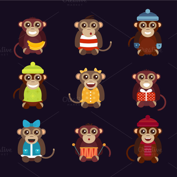 Cartoon Vector Christmas Monkey Cartoon Vector Christmas Monkey