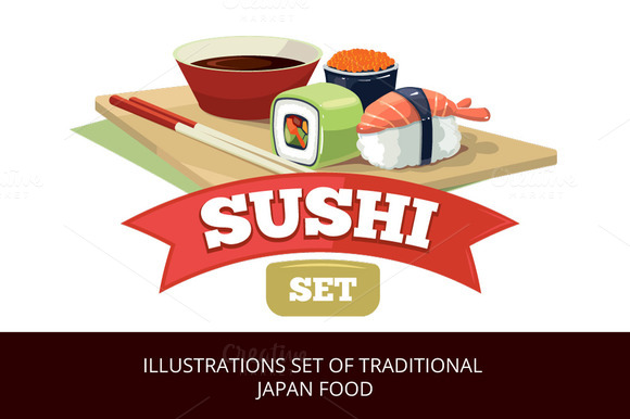 Illustration Set Of Japan Food