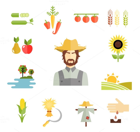 Farm icons for cultivating crops ~ Icons on Creative Market