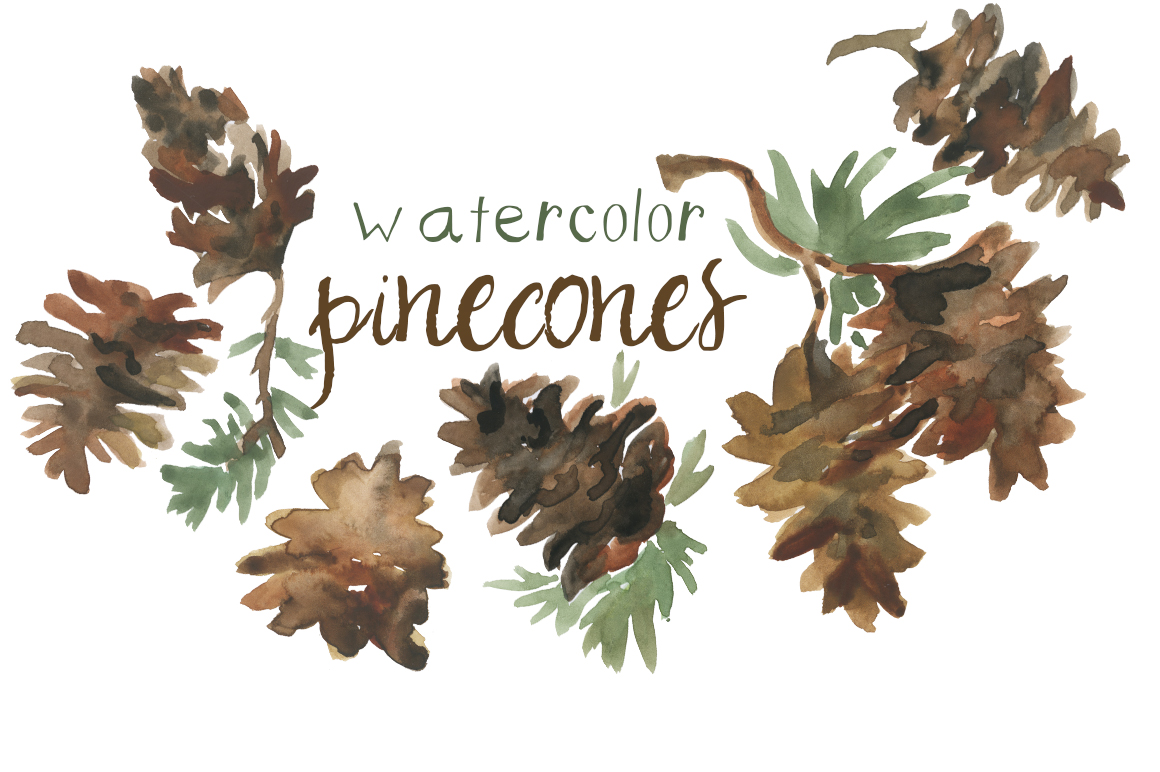 Watercolor Pinecones Clip Art ~ Illustrations on Creative Market