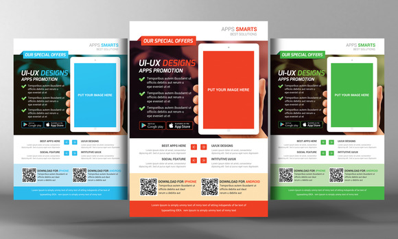 Mobile Apps Promotion Flyer Template Flyer Templates On Creative Market Free Flyer Design Templates App