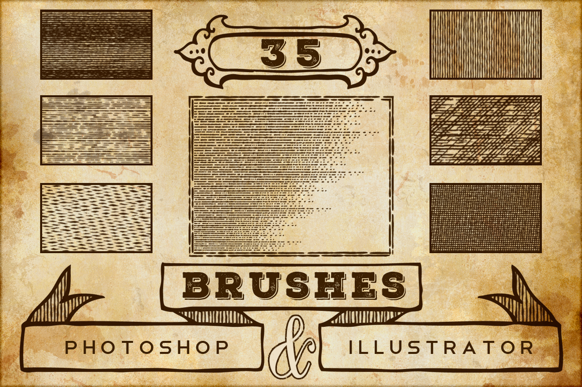 Vintage Print Texture Brushes PS/AI Brushes on Creative Market