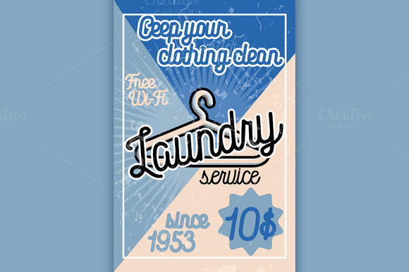 Color Vintage Laundry Poster Color Vintage Laundry Poster
