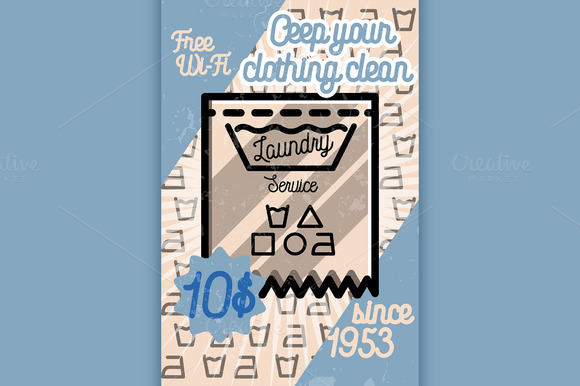 Color Vintage Laundry Poster Color Vintage Laundry Poster