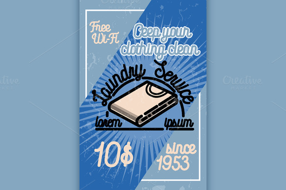 Color Vintage Laundry Poster Color Vintage Laundry Poster